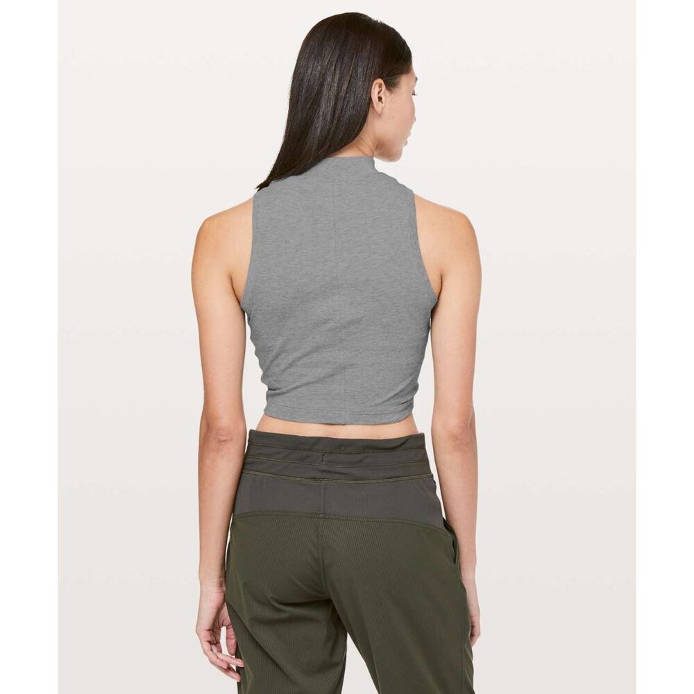 Lululemon Kitsilano Mock Tank Heathered Medium Grey 4-6 Athletic Workout - Picture 2 of 9